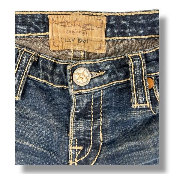 Big Star Liv Boot Jean Cutoff Distressed Shorts Size 28 - Picture 3 of 6